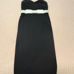 Fashion Nova Black Strapless Dress with White Bow